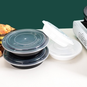 Black Round To-Go PP Plastic Noodle Bread <b>Lunch</b> Plan <b>Box</b> Disposable Take Bowls Microwave Food Safe Durable <b>Stackable</b> - Product Image 2