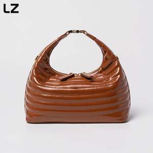 Sacs à bandoulière en cuir verni LZ personnalisés pour femmes, petit sac de soirée sous le bras en forme de lune, pochette en cuir véritable avec bandoulière - Product Image 4