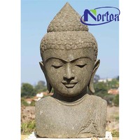 Sculpture en pierre naturelle décorative pour jardin extérieur, taille réelle, tête de bouddha en marbre et calcaire, sculpture à vendre