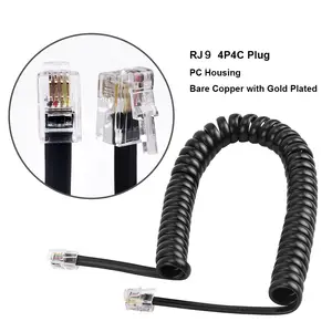 Cable telefónico enrollado en espiral 28AWG 26AWG de alta calidad RJ12 RJ11 6P6C 6P4C receptor de bobina en espiral cable telefónico flexible