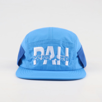 Casquette de sport 5 panneaux de haute qualité ODM/OEM, broderie personnalisée, visière plate, ajustable, séchage rapide, avec cordon de serrage, pour le camping