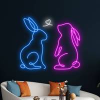 Luz Decorativa LED de Conejo de Neón Personalizable, Acrílico PVC IP67, Blanco Cálido, 50000 Horas de Duración, para Niños