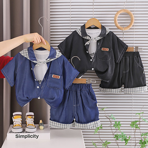 Ensemble T-shirt et <span class=keywords><strong>short</strong></span> décontracté d'été pour garçons, motif dessin animé en coton, service ODM OEM, vente en gros de vêtements pour enfants - Product Image 1