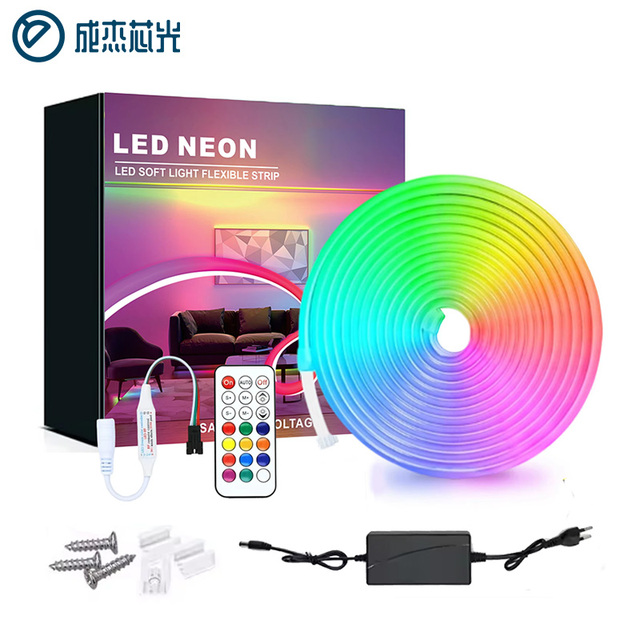 24V RGB Neon LED Strip Kit - Color Changing Dreamcolor Light with Controller & Power Supply for Home Party Decor