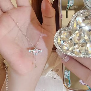 Collane di gioielli di moda delinate <span class=keywords><strong>ali</strong></span> d'angelo rosa con ciondolo a <span class=keywords><strong>cuore</strong></span> di strass - Product Image 3