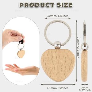 Wooden <b>Heart</b> Shape <b>Wood</b> Keychain Blanks Engraving Unfinished Key Chain Tag for DIY Gift Crafts Personalized EDC or Best Craft - Product Image 2