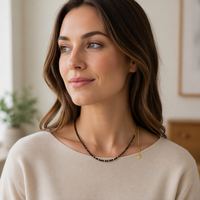 Nouveau design, collier ras du cou en perles d'acier inoxydable plaqué or PVD, étanche, avec petites pierres naturelles facettées de 3 mm, JNK9388