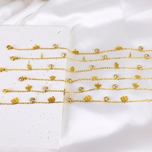 Chaîne de cheville en acier inoxydable pour femme, motif géométrique croisé, sertissage clos, bijou de mode pour soirée, ornement de pied - Product Image 3