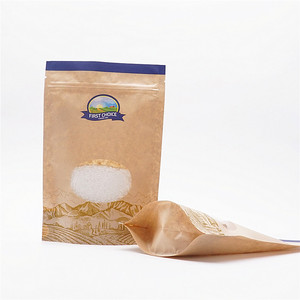 Matt kết thúc tùy chỉnh in với logo nâu kraft Túi giấy thực phẩm túi đứng lên Zip khóa bao bì túi với cửa sổ và dây kéo - Product Image 6