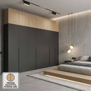 Armadio Moderno Bicolore da Terra <span class=keywords><strong>a</strong></span> Soffitto per Camera da Letto, Grigio Scuro, in MDF con <span class=keywords><strong>Ante</strong></span> in Vetro, Armadi Personalizzati Leggeri Assemblati per Appartamento - Product Image 1