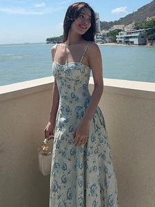 Vestido Personalizable para Mujer, Estilo Romántico Francés con Estampado Floral, Vestido Amarillo con Estampado Floral para Mujer, Vestido de Playa para Verano - Product Image 1