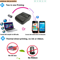 Impresora Térmica Inalámbrica Mini YCD-5802DD para Punto de Venta, Papel de 58 mm, Velocidad de Impresión de 90 mm/s, Batería de 1500 mAh, Garantía de 1 Año