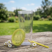 Gobelet en plastique réutilisable teinté de 32 oz à double paroi, anti-fuite, sans BPA, écologique, avec couvercle à paille, idéal pour la maison et les voyages – Prix usine