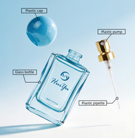 Flacon de parfum vide en verre transparent carré de 30 ml, étiquette personnalisée disponible, bouchon à bille, recharge de parfum, diffuseur de parfum, conteneur de parfum Huiyu