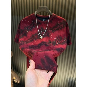 Camiseta Texturizada Tie Dye para Hombre <span class=keywords><strong>con</strong></span> Estampado de Letras en Relieve 3D, Corte Ajustado, Manga Corta, Estilo Casual - Product Image 2
