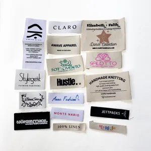 定制标签100% 有机棉服装标签棉标签服装标签，具有最佳质量的丝网印刷徽标