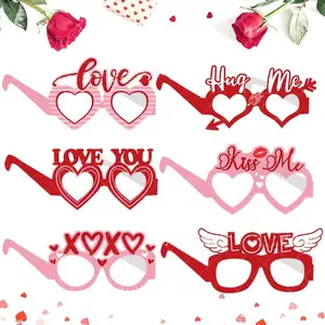 Valentines XOXO Eyeglasses For Valentines Day Decoration Funny Paper Gift Photo Props Heart Glasses For Party Favor Accessories