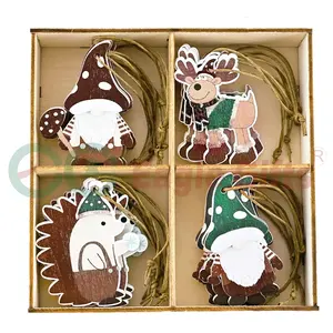 Eaglegifts Santa Tuần Lộc HEDGEHOG thiết kế giáng sinh bằng gỗ dấu hiệu treo DIY gỗ giáng sinh thủ công cho Cây giáng sinh