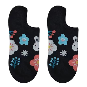 Chaussettes à imprimé floral rétro pour femmes, invisible, fille bon marché, haute qualité, fleur vintage, chaussettes courtes à la cheville, vente en gros, 2024, vente en gros - Product Image 1