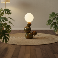 Lampe de table électrique LED au design moderne et simple en céramique avec base d'ampoule G9, abat-jour marron, décoration d'intérieur