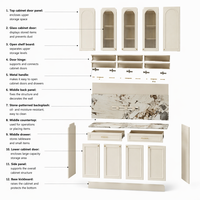Armoire de présentation moderne en bois à design modulaire avec éclairage LED et porte cintrée pour salon et salle à manger