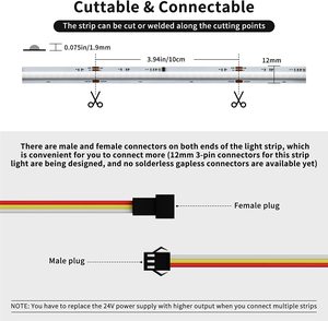 Dải Đèn <span class=keywords><strong>LED</strong></span> COB WS2811 RGBIC Đèn Băng Linh Hoạt RGB RGBW DC 24V Đủ Địa Chỉ <span class=keywords><strong>Pixel</strong></span> Dải Đèn <span class=keywords><strong>LED</strong></span> COB Thông Minh 720LEDs/M - Product Image 3