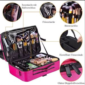 Free Sample Large cosmetic bag 3 Layers <b>Professional</b> Travel <b>makeup</b> <b>case</b> organizer - Product Image 6