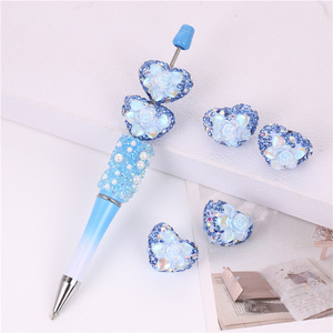 Pleine fleur pêche coeur strass acrylique résine perles pour Bracelet téléphone étui stylo perles porte-clés fabrication de bijoux jouets - Product Image 3