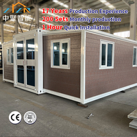 Conteneur modulaire pliable extensible de 20 pieds, empilable, maison modulaire de luxe, villa à plafond haut, norme australienne