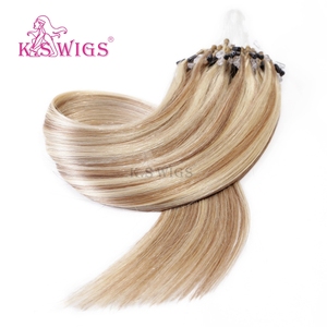 K.SWIGS Highlighted Blonde Ombre 100% Remy Human Hair No Glue Easy Install Straight Bulk Wholesale <b>Micro</b> Ring Hair <b>Extensions</b> - Product Image 4