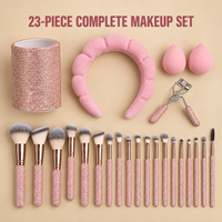 Lot de 23 pinceaux de maquillage professionnels de luxe avec strass scintillants – Style diamant