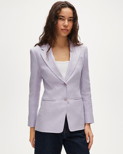 Trajes y Blazers de Lino Lila para Mujer, Cuello Solapa, Corte Entallado, Transpirable, Verano, Formal, Oficina, Estilo Casual Elegante - Product Image 2