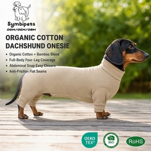 Mono transpirable de bambú y algodón orgánico para <span class=keywords><strong>perros</strong></span>, con cuello alto, para recuperación de heridas y prevención de lamidas, para Dachshund - Product Image 1