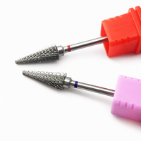 Fraise conique en carbure pour manucure, double coupe avec une spirale inclinée à flûte gauche, pour outils électriques de dépose