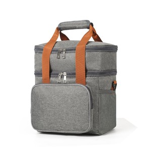 Double Layer Insulated <b>Cooler</b> Bag Waterproof Leakproof Thermal Lunch Tote Multi Pocket Zipper Carrier <b>for</b> Picnic Food Storage - Product Image 2