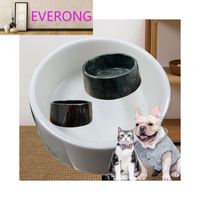 Bol pour animaux de compagnie en marbre noir naturel haut de gamme EV STONE, écologique, rond, design standard polyvalent pour chiens et chats, vente en gros d'usine