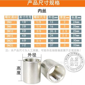 Tubo de rosca interna de acero inoxidable 304 con base soldada de doble rosca interna, tubo de rosca interna de 4/6 puntos, imperial, recto, hembra - Product Image 3