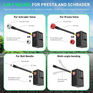 Pompe à air portable pour vélo avec manomètre 120 PSI, gonflage rapide avec valve Presta et Schrader, arrêt automatique pour vélos et ballons - Product Image 4