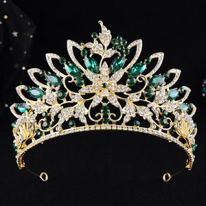 Diadème de mariage baroque élégant en or et rubis rouges, couronne scintillante en cristal rouge pour Quinceañera et bal de promo - Product Image 5