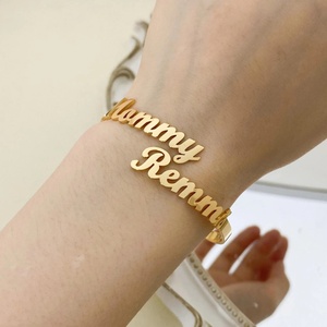 Braccialetto personalizzato con <span class=keywords><strong>nome</strong></span> di moda-gioielli con doppio <span class=keywords><strong>nome</strong></span> in acciaio inossidabile dorato su misura-<span class=keywords><strong>bracciale</strong></span> regalo di Natale regolabile - Product Image 3
