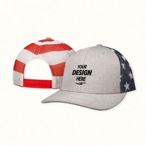 Women's Floral Mesh 5-Panel Baseball Cap Puff Printed USA Banner <b>Hat</b> Common Fabric Truckers <b>Hat</b> - Product Image 1
