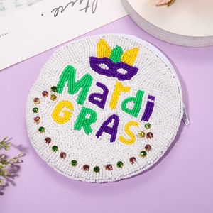 Portamonete fatto a mano Mardi Gras per le donne Unisex <span class=keywords><strong>piccolo</strong></span> portafoglio con cerniera e perline per festa di carnevale <span class=keywords><strong>NOLA</strong></span> porta borsa - Product Image 2