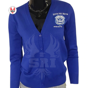 Cárdigans Acrílicos Bordados de la Hermandad Zeta Phi Beta para Mujer |   Suéter Cárdigan de Lana Bordado Personalizado para Mujer de la Hermandad ZPB - Product Image 4
