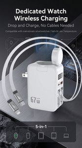 Cargador Rápido Tipo C 5 en 1 Power Eric de 67W con Cable Retráctil para Laptop, Teléfono, Auriculares y Viajes - Product Image 4