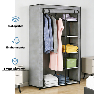 <span class=keywords><strong>Armario</strong></span> de tela moderno para dormitorio, plegable, <span class=keywords><strong>extensible</strong></span>, portátil, con puerta y estantes, resistente, para uso en hoteles, fácil de montar - Product Image 4