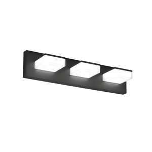 Applique murale LED moderne à 3 lumières de 20 pouces pour salle de bain, en acrylique noir mat, éclairage blanc froid, modèle D0100XFPRLG - Product Image 1