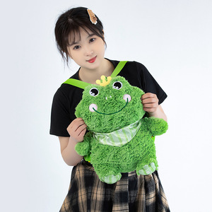 Sac à dos en peluche <span class=keywords><strong>grande</strong></span> capacité en forme de grenouille, sac à bandoulière pour enfants et adultes, sac à dos scolaire en peluche à thème animal mignon - Product Image 2