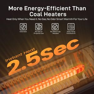 2500W <b>Electric</b> Infrared Patio <b>Heater</b> for Outdoor Household Use Wall Mounted or Ceiling Type Touch Control Wifi and Remote - Product Image 2