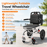 Sac à dos de rangement pliable pour fauteuil roulant de mobilité Premium Comfort, poignée de traction en acier au carbone, roues arrière de 12 pouces, coussin respirant, 100 kg