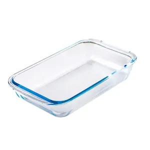 Bữa ăn Prep Container hình chữ nhật Baking Pan rõ ràng Glass Baking món ăn cho lò nướng khay